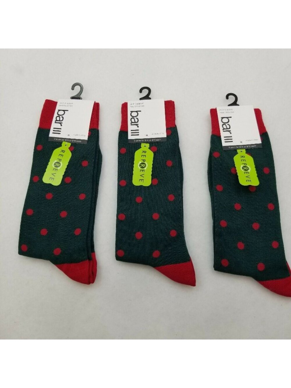 Lot of 3 Bar III Men's Cotton Blend Polka Dot Dress Socks size 7-12 NEW $30